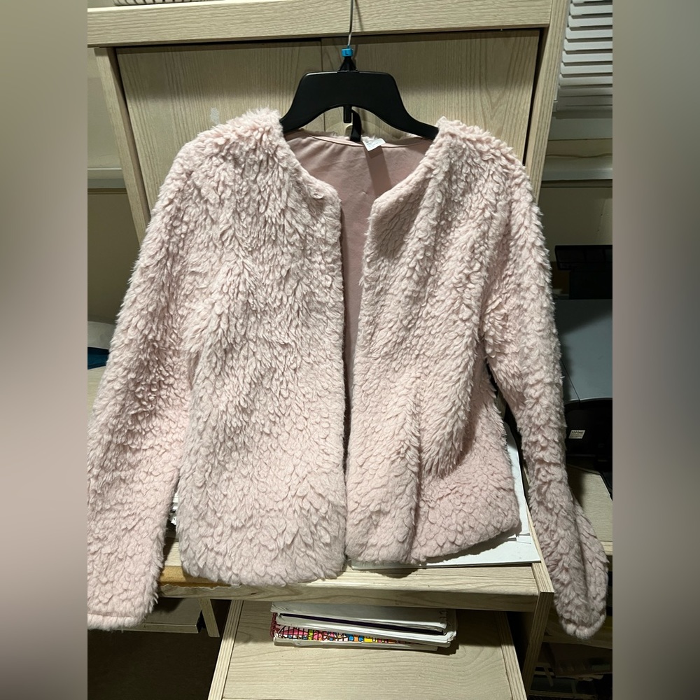 H&M Light Pink Faux Fur Jacket